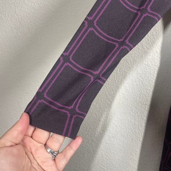 Boden 6 Eliza Ponte Sheath Dress Purple Windowpane Cotton V Neck Long Sleeves - Picture 7 of 11